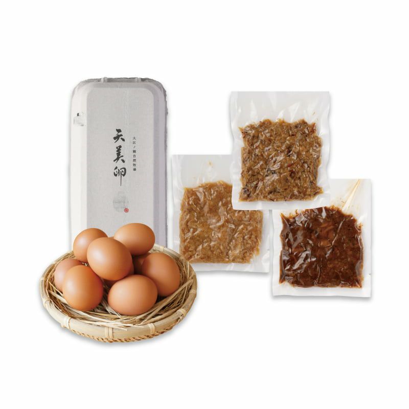 郷のごはんのお供3種セット＜天美卵と共に＞｜美味しさ広がる食べ比べ